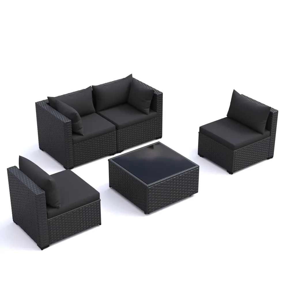 Patio Furniture 5 pack grey black