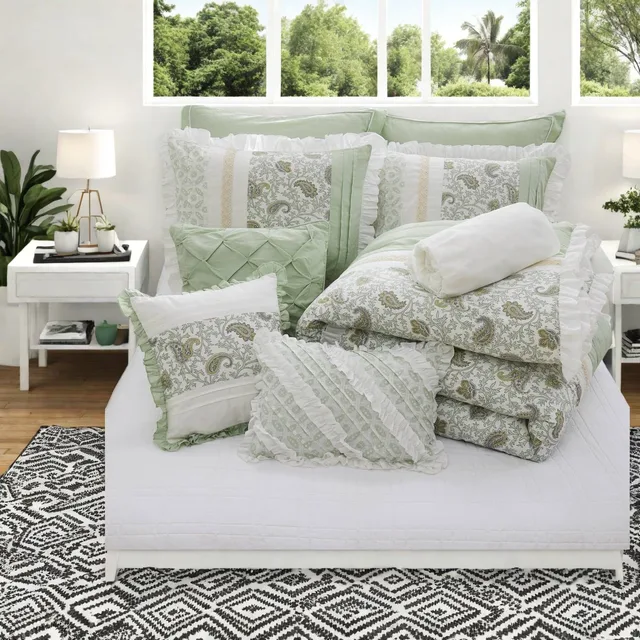 Bedding green 104" 92"