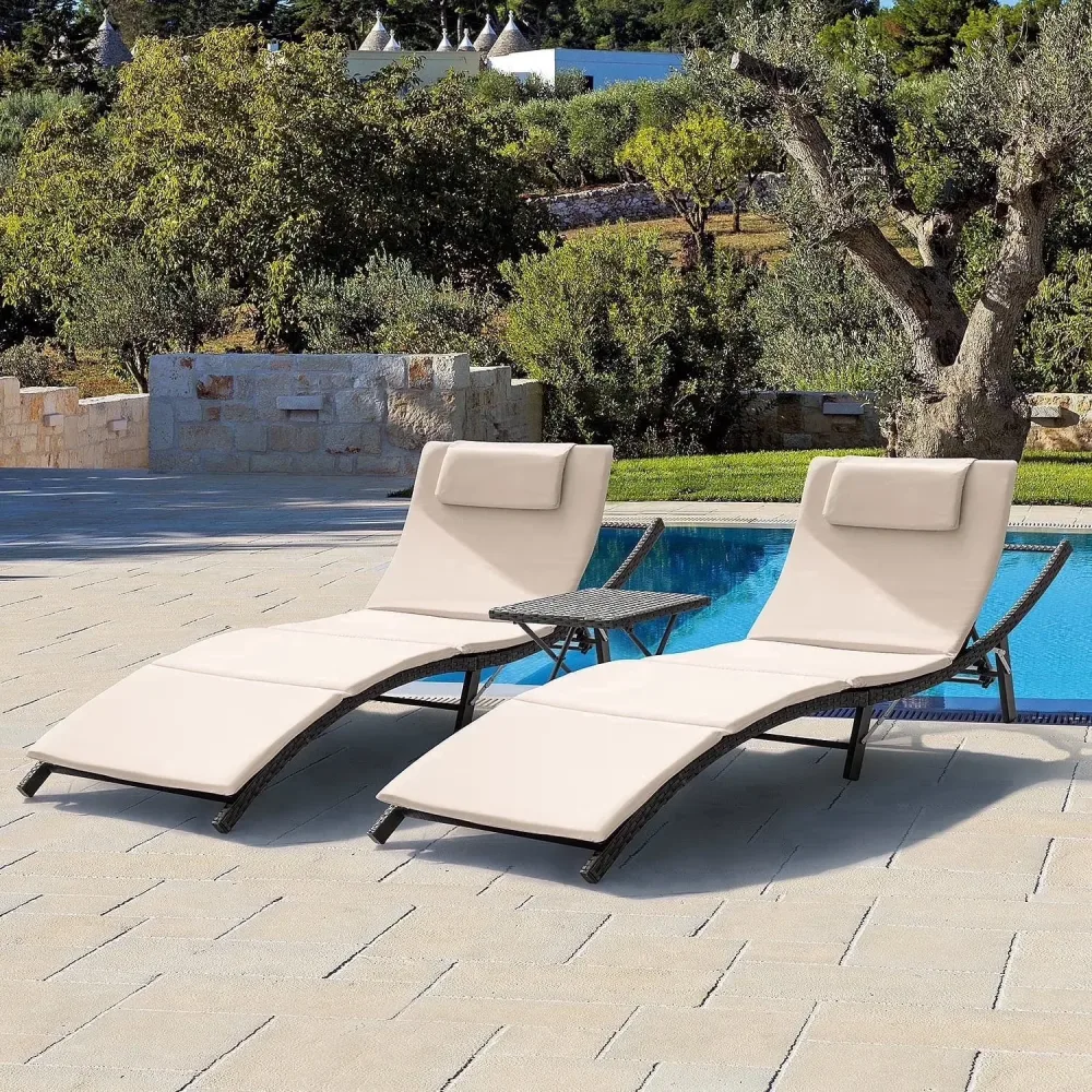 Patio adjustable folding beige