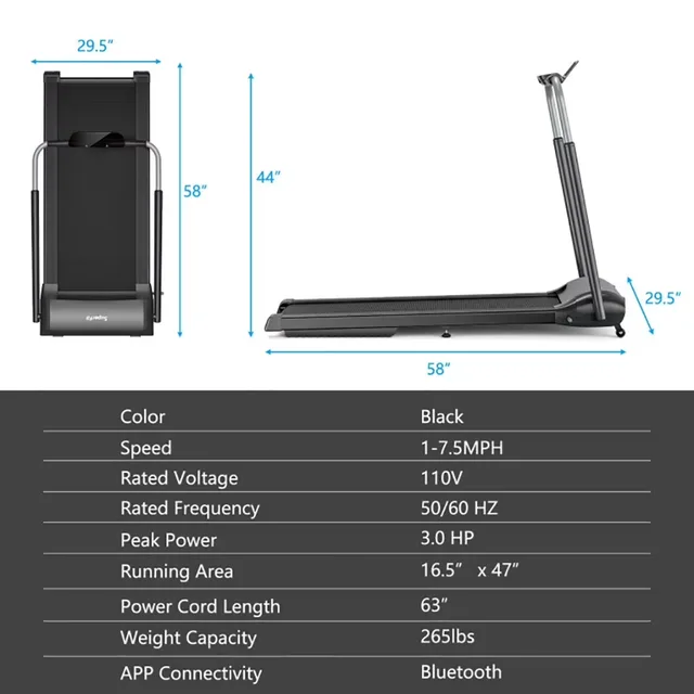 Jogging Machine folding black 3.0hp