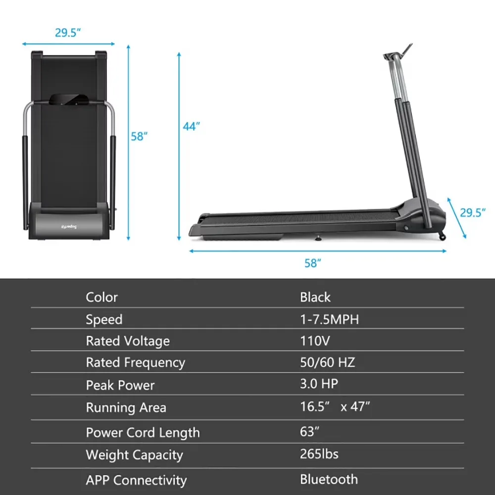 Jogging Machine folding black 3.0hp