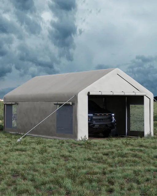 Carport portable white grey