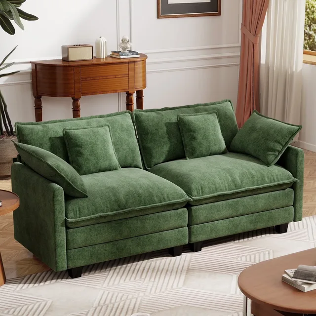 Living Room 111.5' beige green