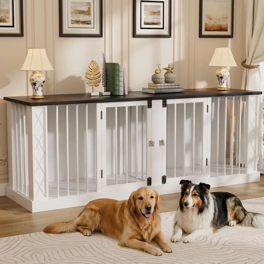 Dog Crate 86.6" white locking