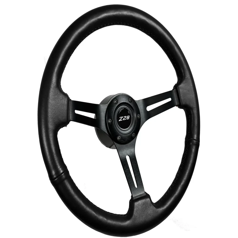 Leather Steering black white 14 inch