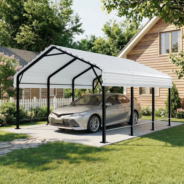 Steel Carport 12' 15' white