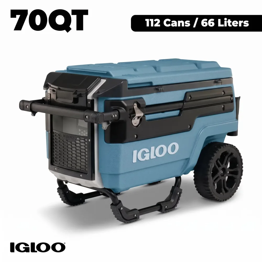 Rolling Cooler gray blue telescoping