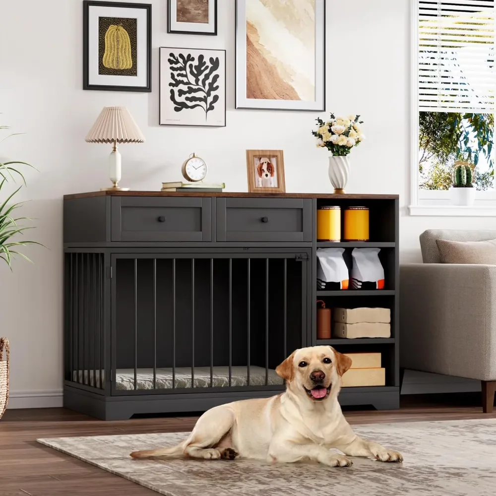 Dog Crate white black 34.6"