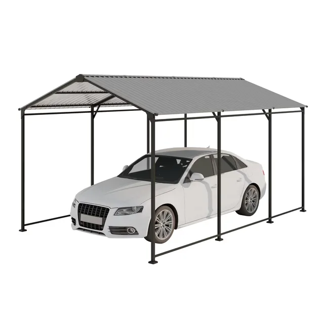 Metal Carport 15 ft gray 10 feet