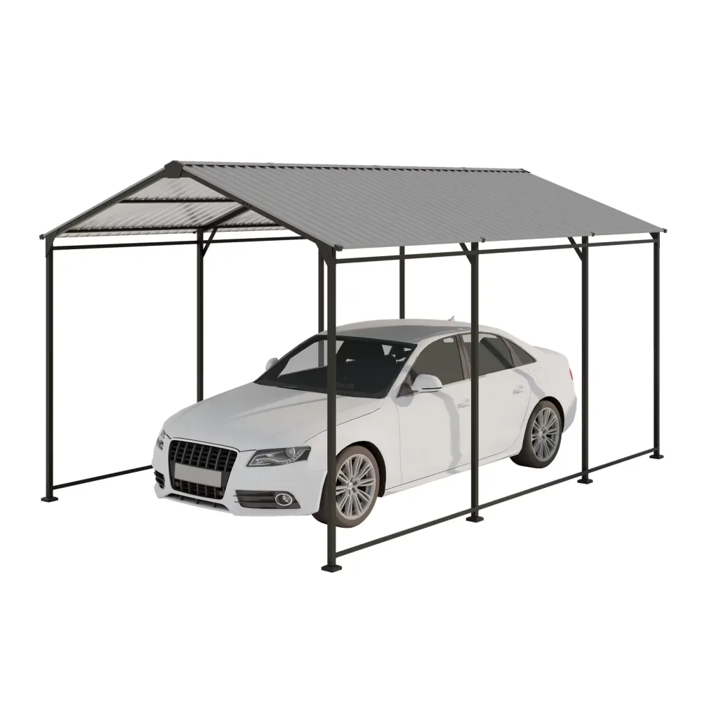 Metal Carport 15 ft gray 10 feet
