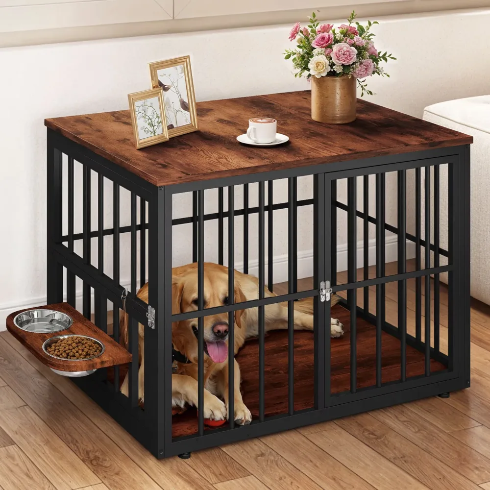 Dog Crate 88.6" adjustable gray