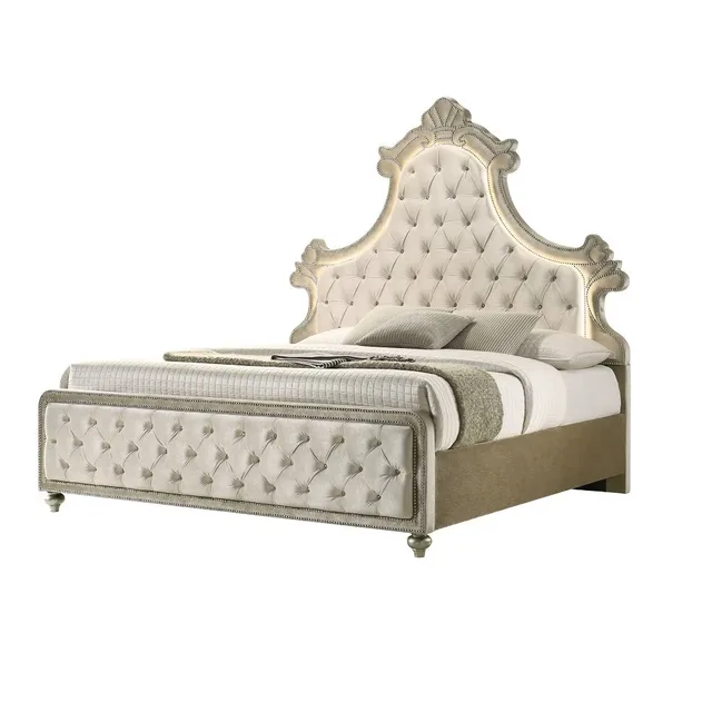 King Bed led beige 99"