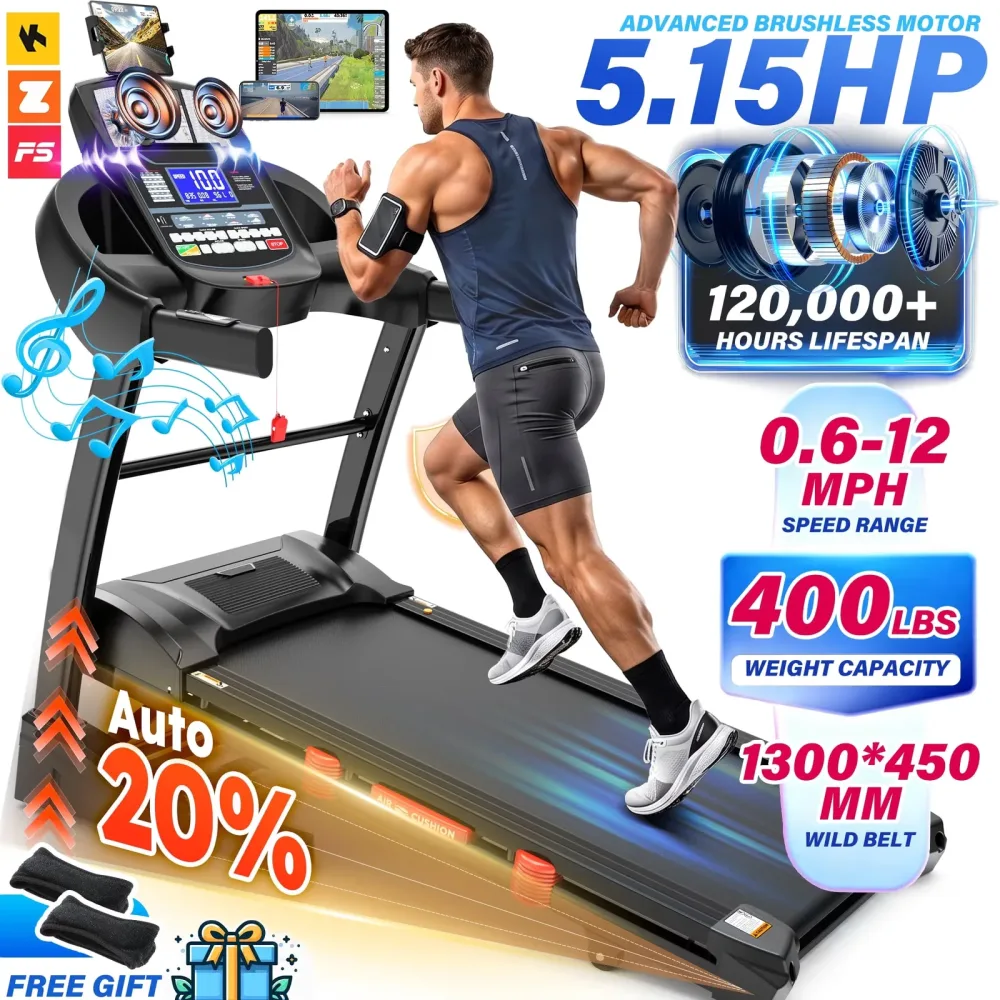 Folding Treadmill 5hp 400lbs 51"