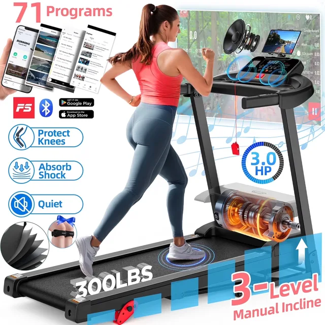 Folding Treadmill 300lbs 3hp