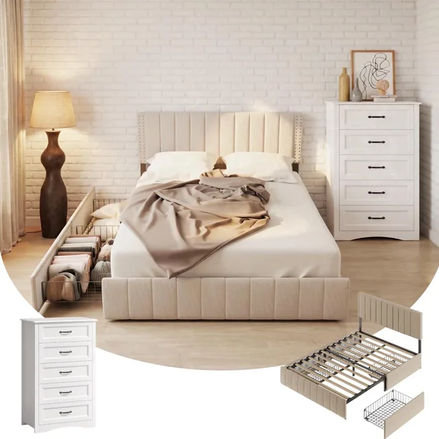 Bedroom Furniture beige white 47'