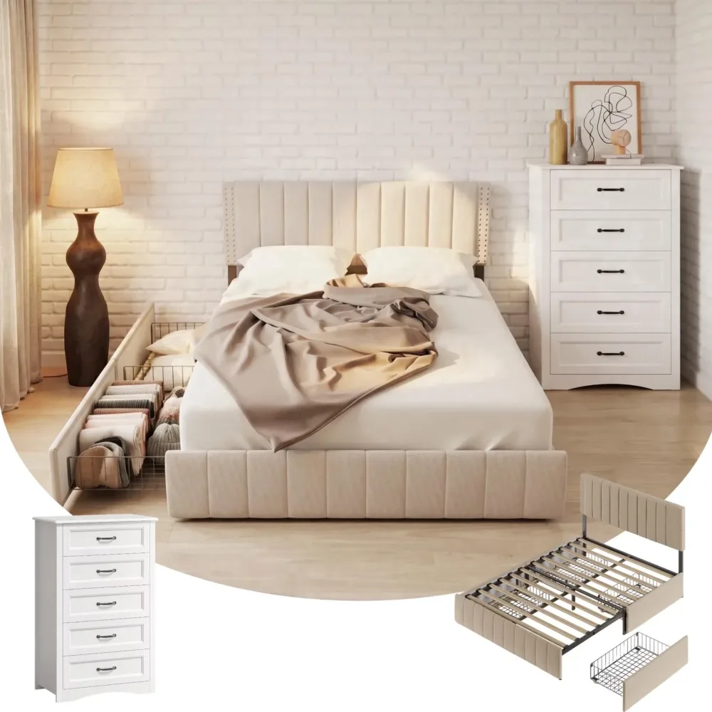 Bedroom Furniture beige white 47'