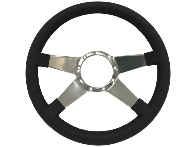 Leather Steering 14 inch 2 inch black