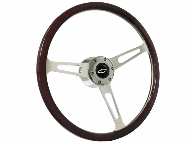 Wood Steering silver 15 inch 70mm