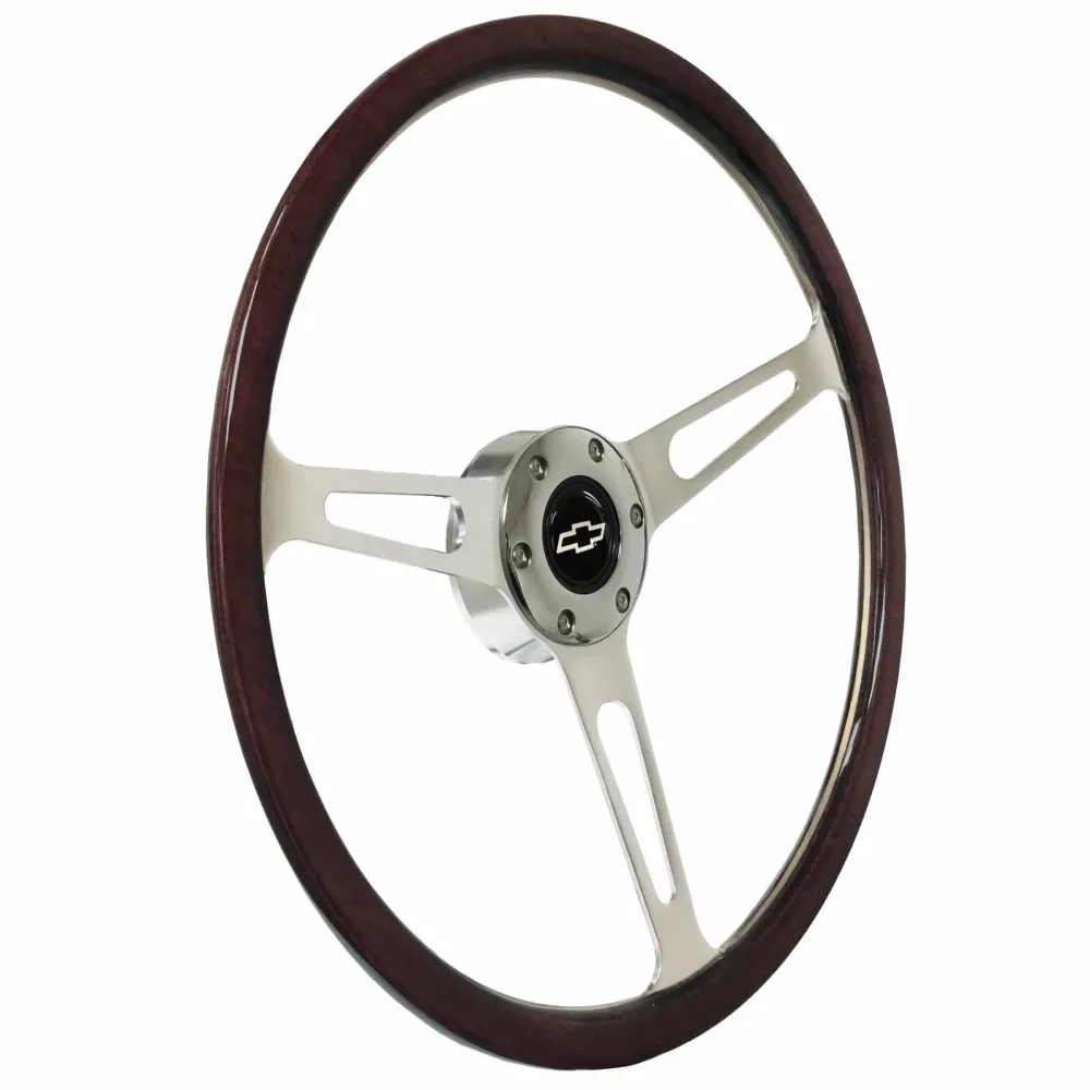 Wood Steering silver 15 inch 70mm