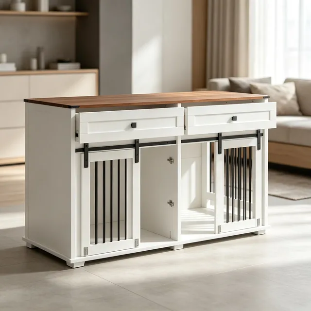 Dog Crate brown white