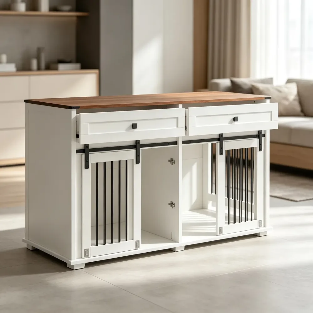 Dog Crate brown white