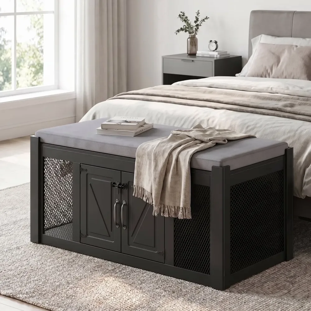 Dog Crate 47.2" white black