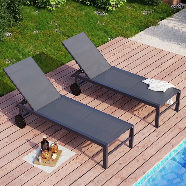 Lounge Chair adjustable gray 57.8"