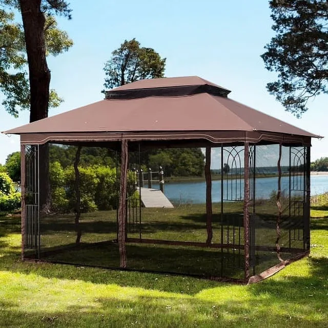 Gazebo Canopy brown 7-8 people waterproof
