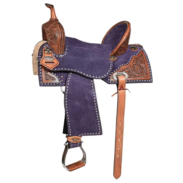 Leather Saddle 15 in blue 8 inch
