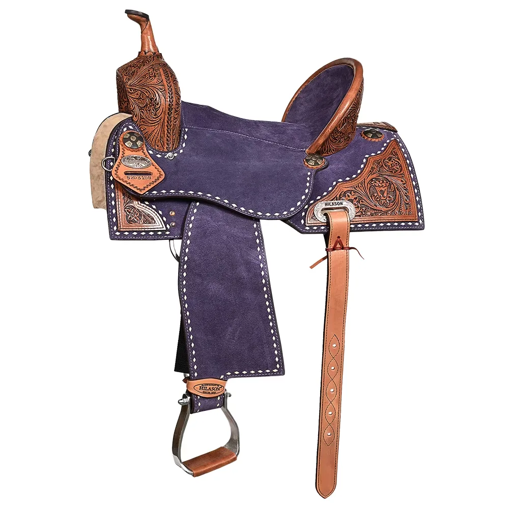Leather Saddle 15 in blue 8 inch