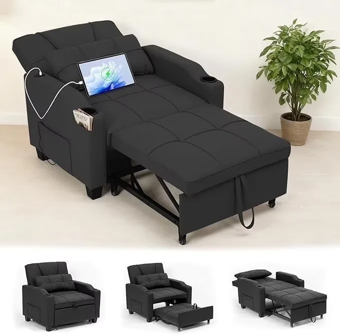 Sofa Bed adjustable black 35.04"