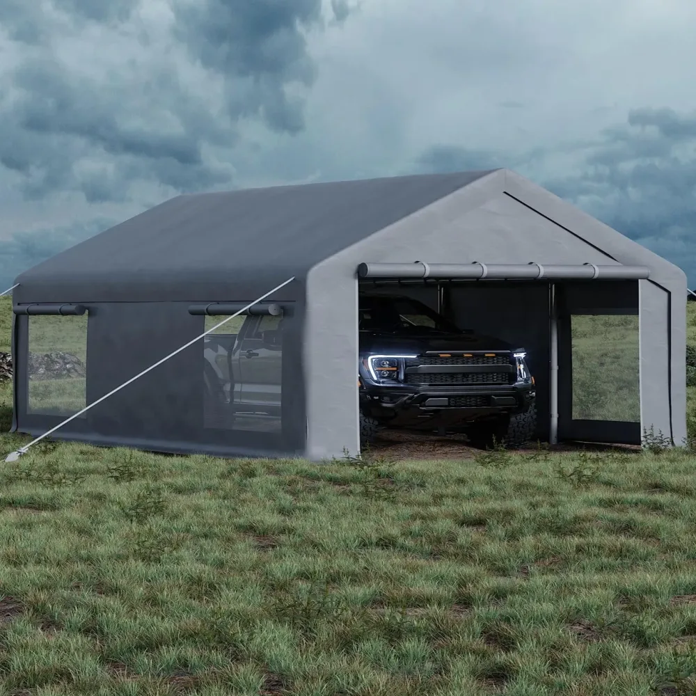 Carport Garage heavy-duty portable gray