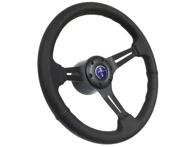 Leather Steering black blue 14 inch