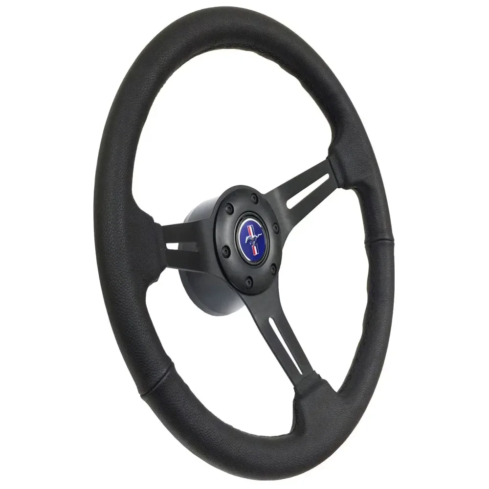 Leather Steering black blue 14 inch