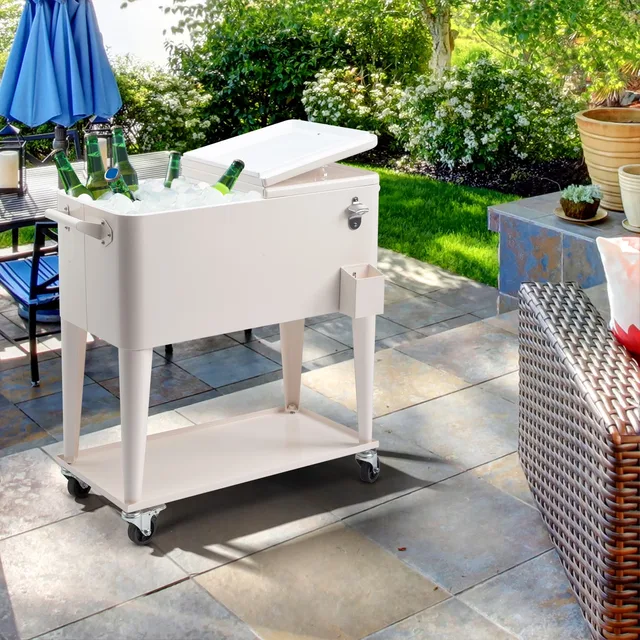 Cooler Cart 80 quart portable white
