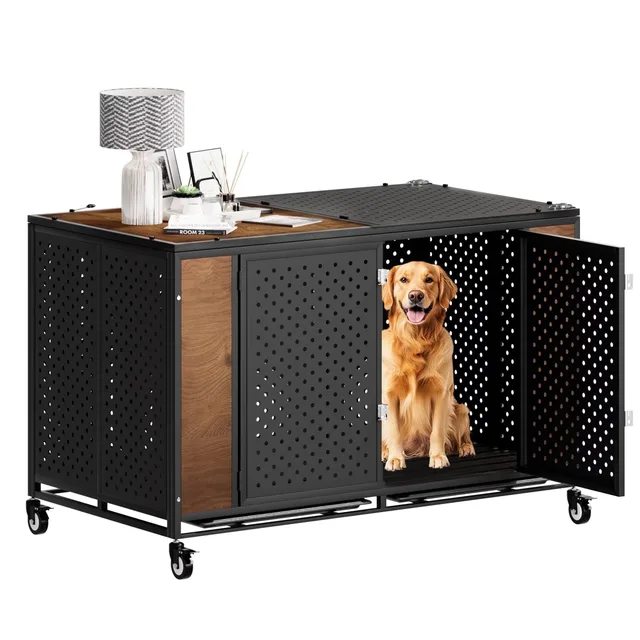 Dog Crate 48 inch black heavy-duty