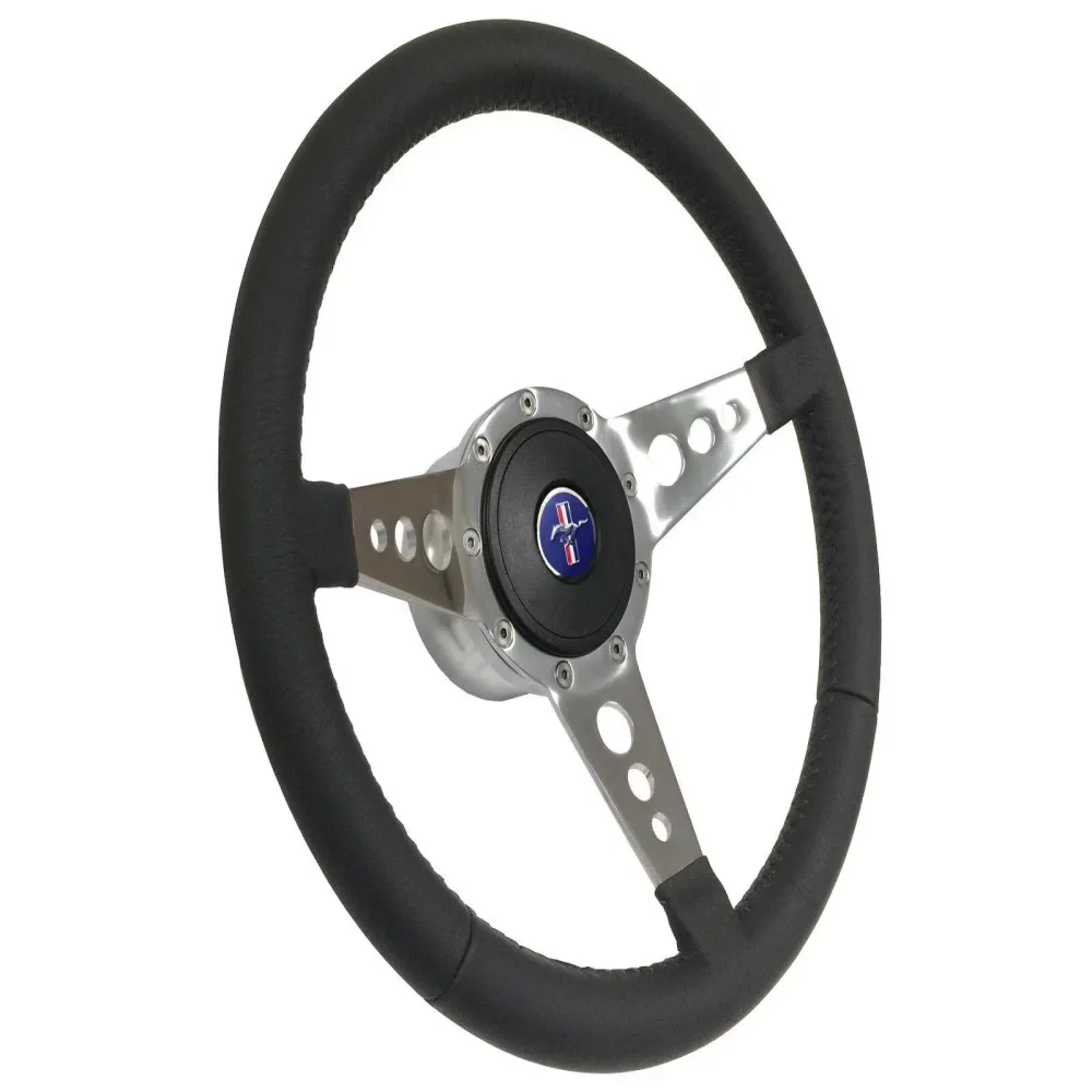 Leather Steering 14 inch 7 lb black