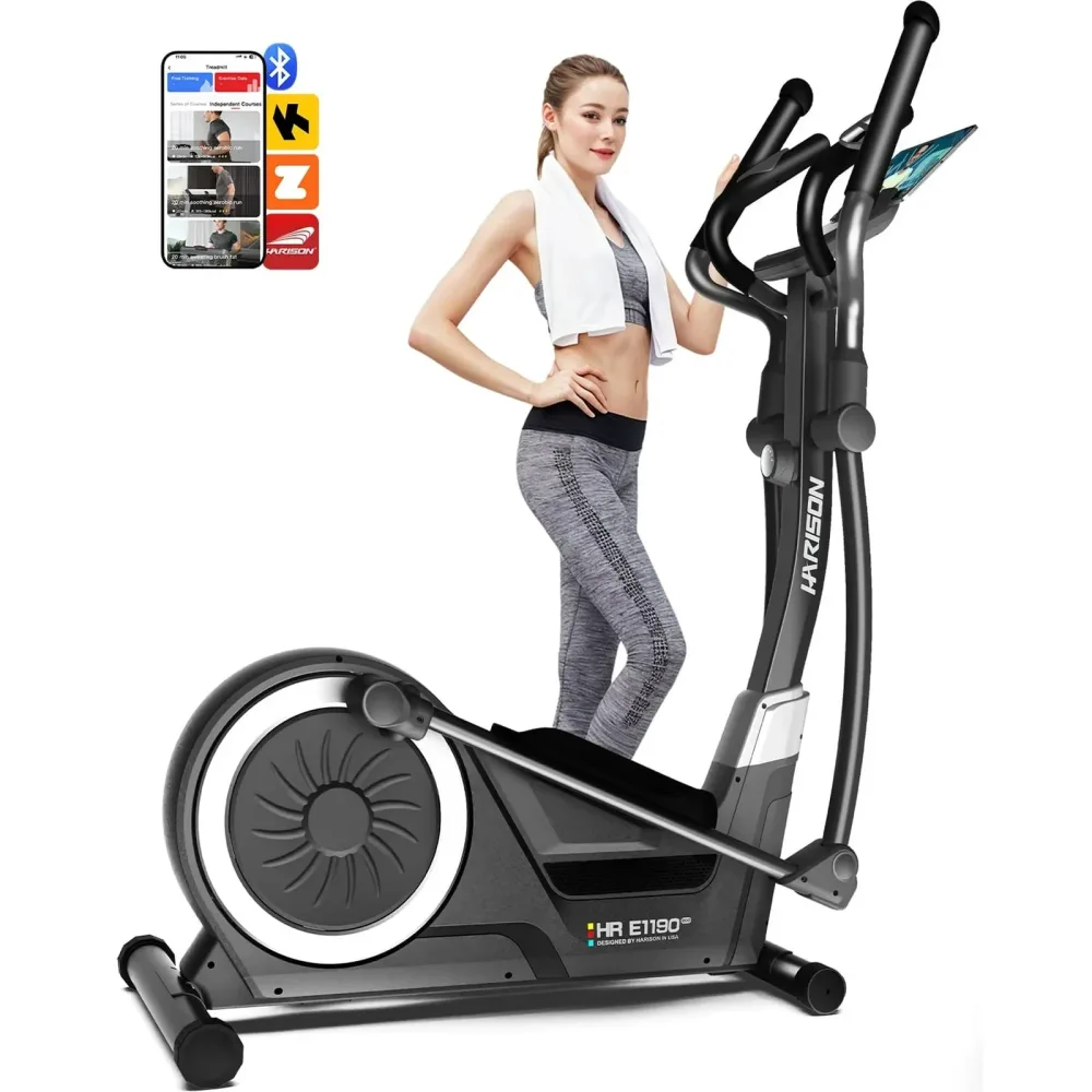 Elliptical Machine 350 lbs bluetooth black