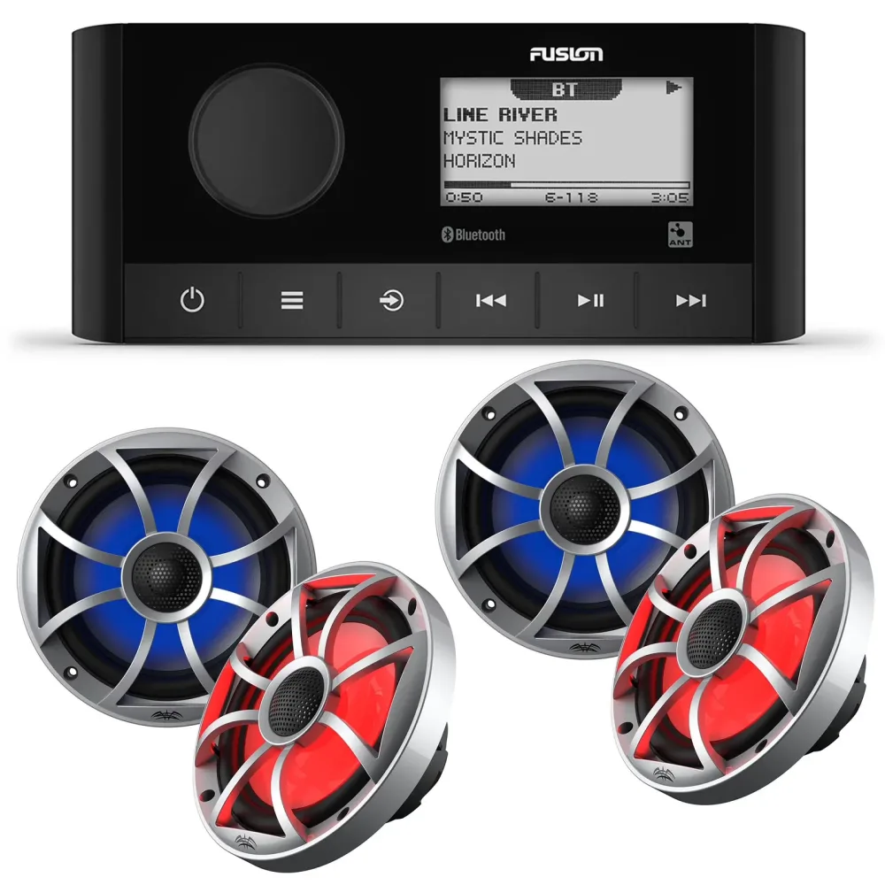 Marine Stereo 2 pairs 6.5" silver