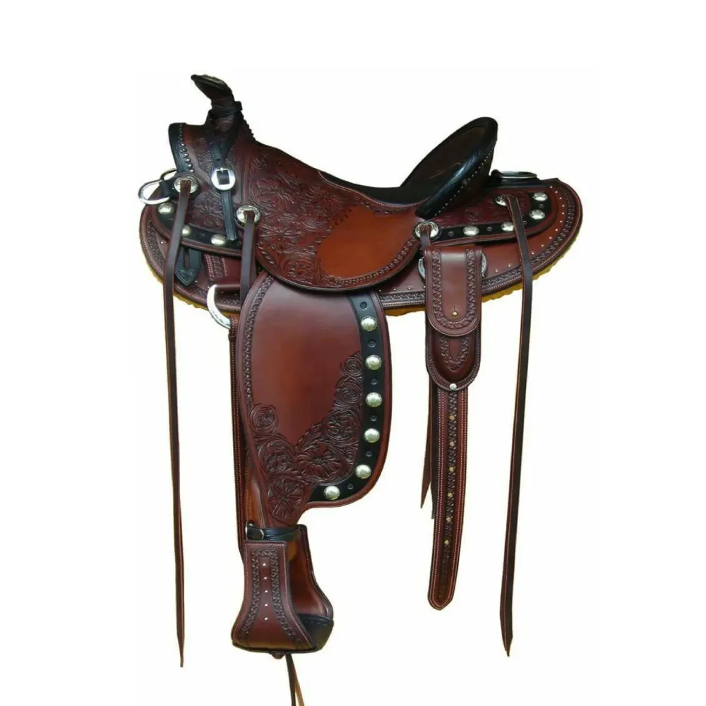 Leather Saddle silver heavy-duty adjustable