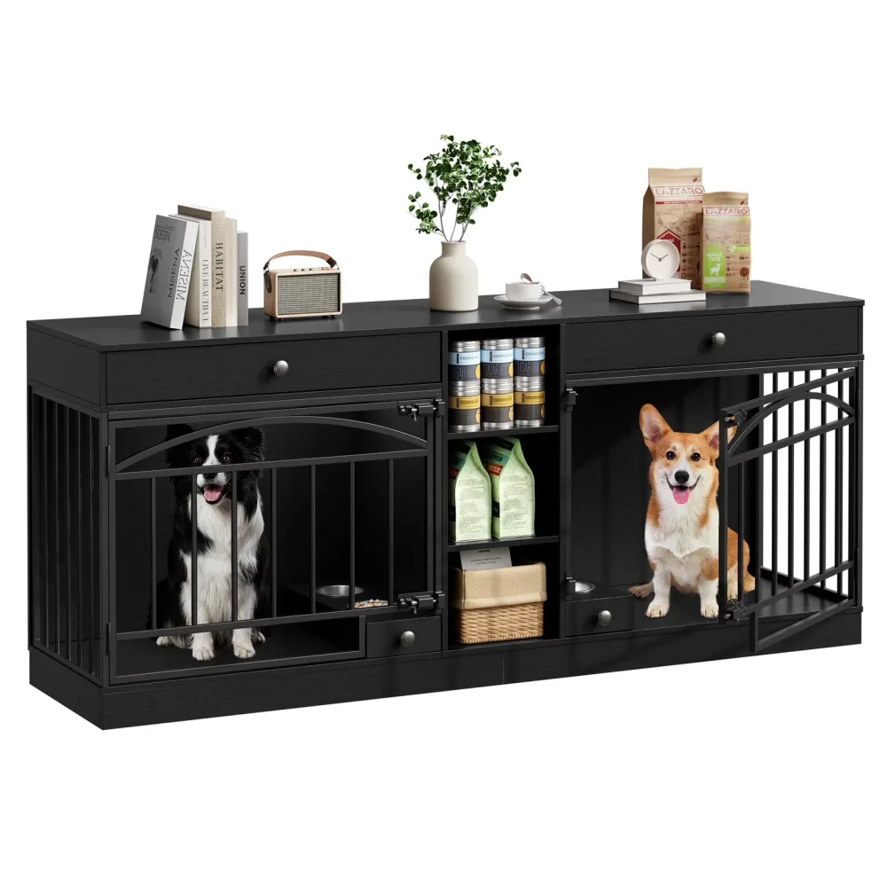 Dog Crate black 78.7" 19.7"