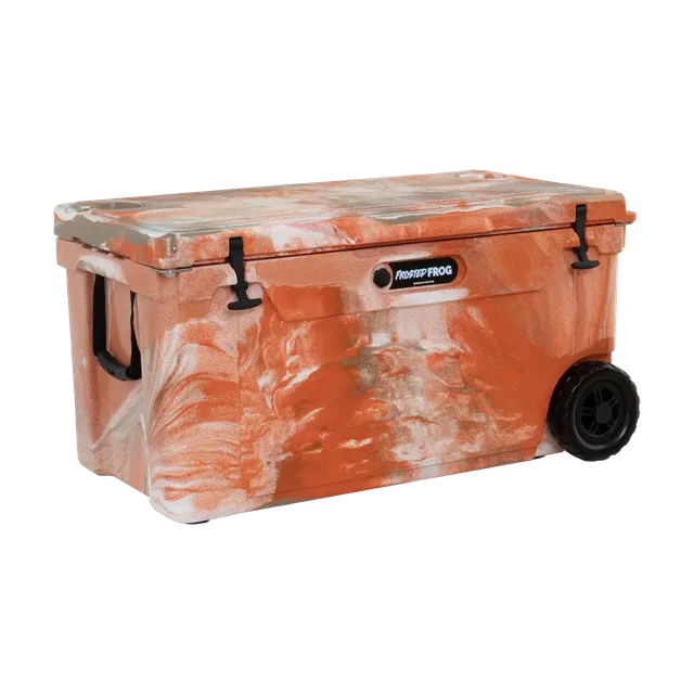 Rolling Cooler 110 quart orange white