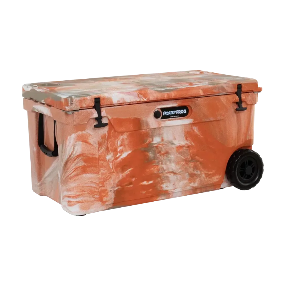 Rolling Cooler 110 quart orange white