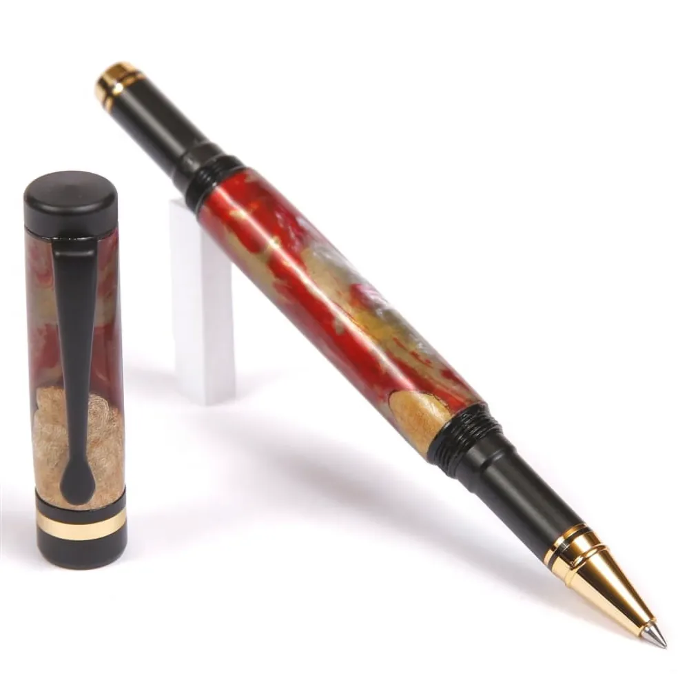 Rollerball Pen red silver black