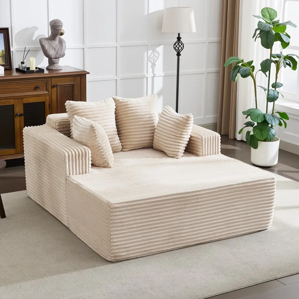 Sofa Bed 54.3" white beige