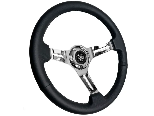 Leather Steering 14 inch 2.5 inch black