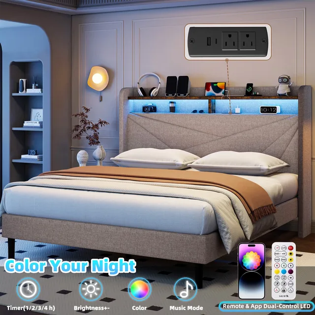 Platform Bed led beige 8-12 inch