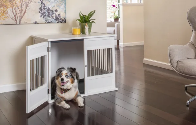 Dog Crate white grey