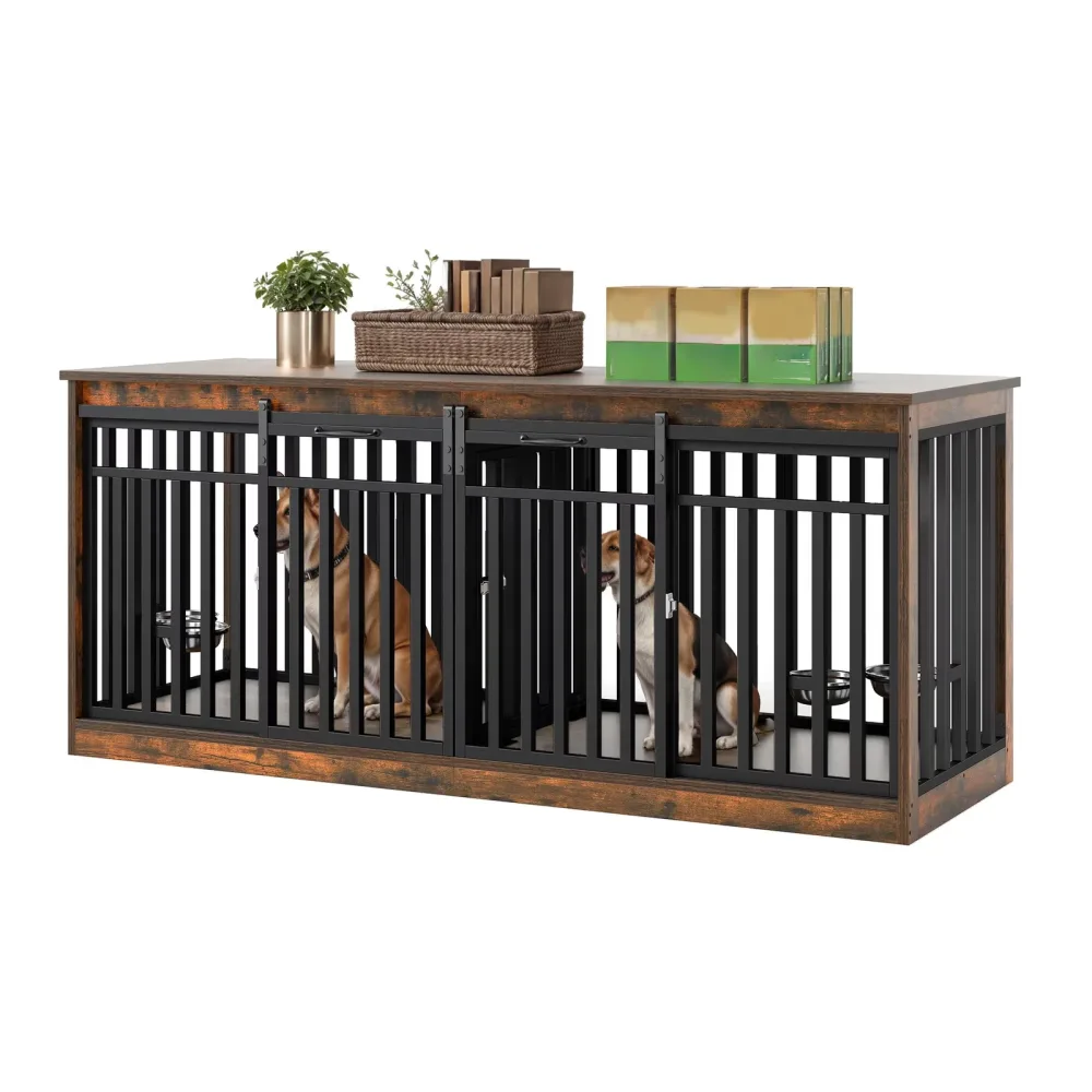 Dog Crate 70.9" 110 lbs black