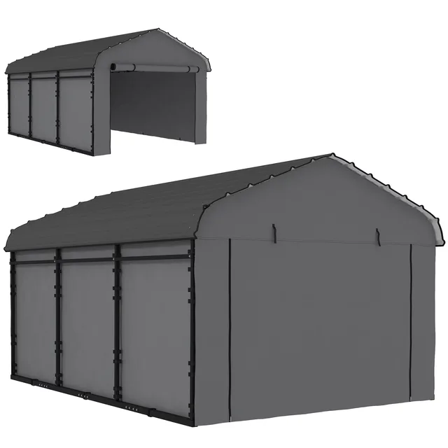 Metal Carport 10' 15' gray